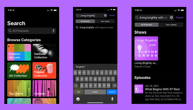 searching for podcast in apple apps